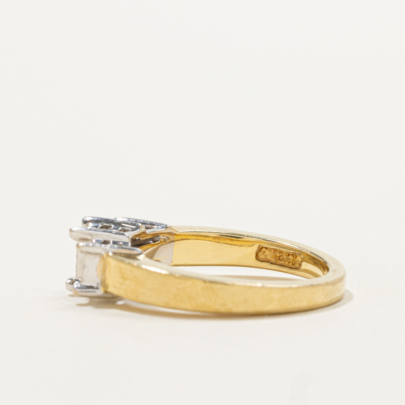18k Invisible Set Three Stone Princess Cut Diamond Ring | 0.45ctw | SZ 5.75