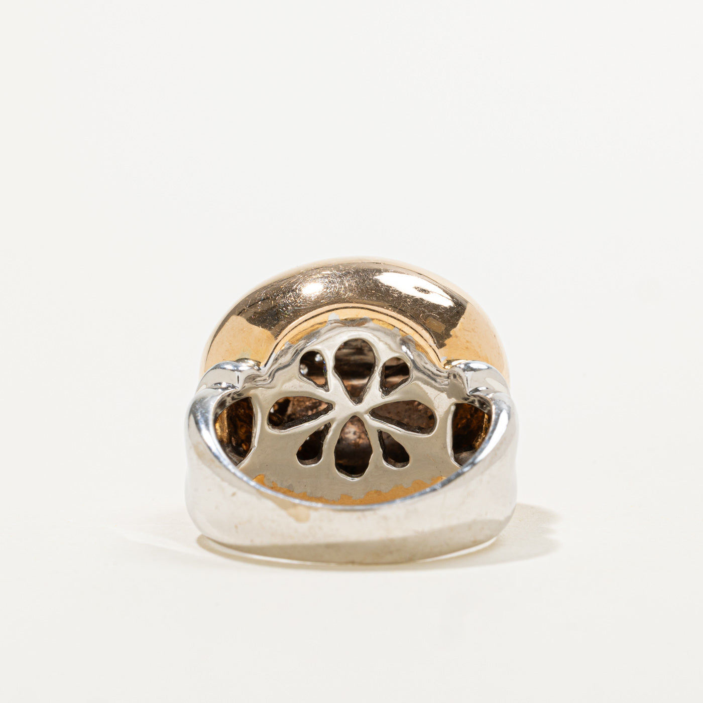 18k Two Tone Accent Diamond Dome Cocktail Ring | 0.28ctw | SZ 7