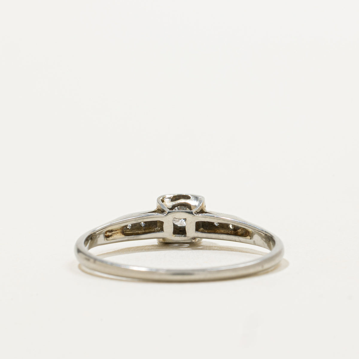 17k Illusion Set Diamond Accented Textured Ring | 0.12ctw | SZ 8.25