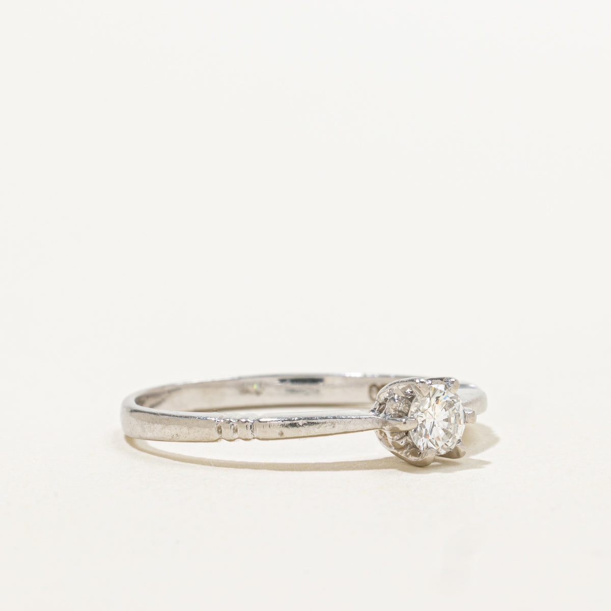 Platinum Solitaire Diamond Reverse Tapered Ring | 0.20ct VS2 F VG | SZ 6.25