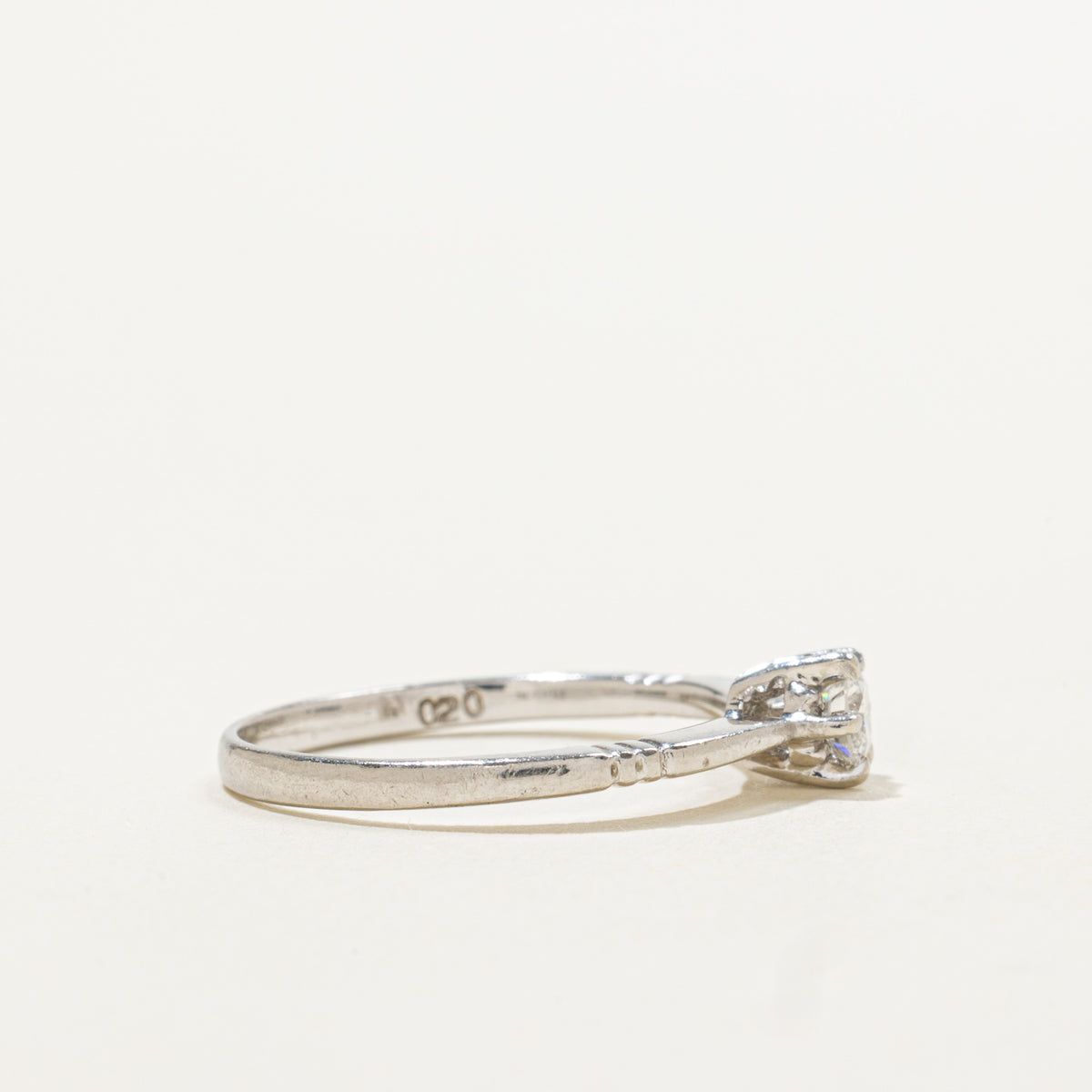 Platinum Solitaire Diamond Reverse Tapered Ring | 0.20ct VS2 F VG | SZ 6.25