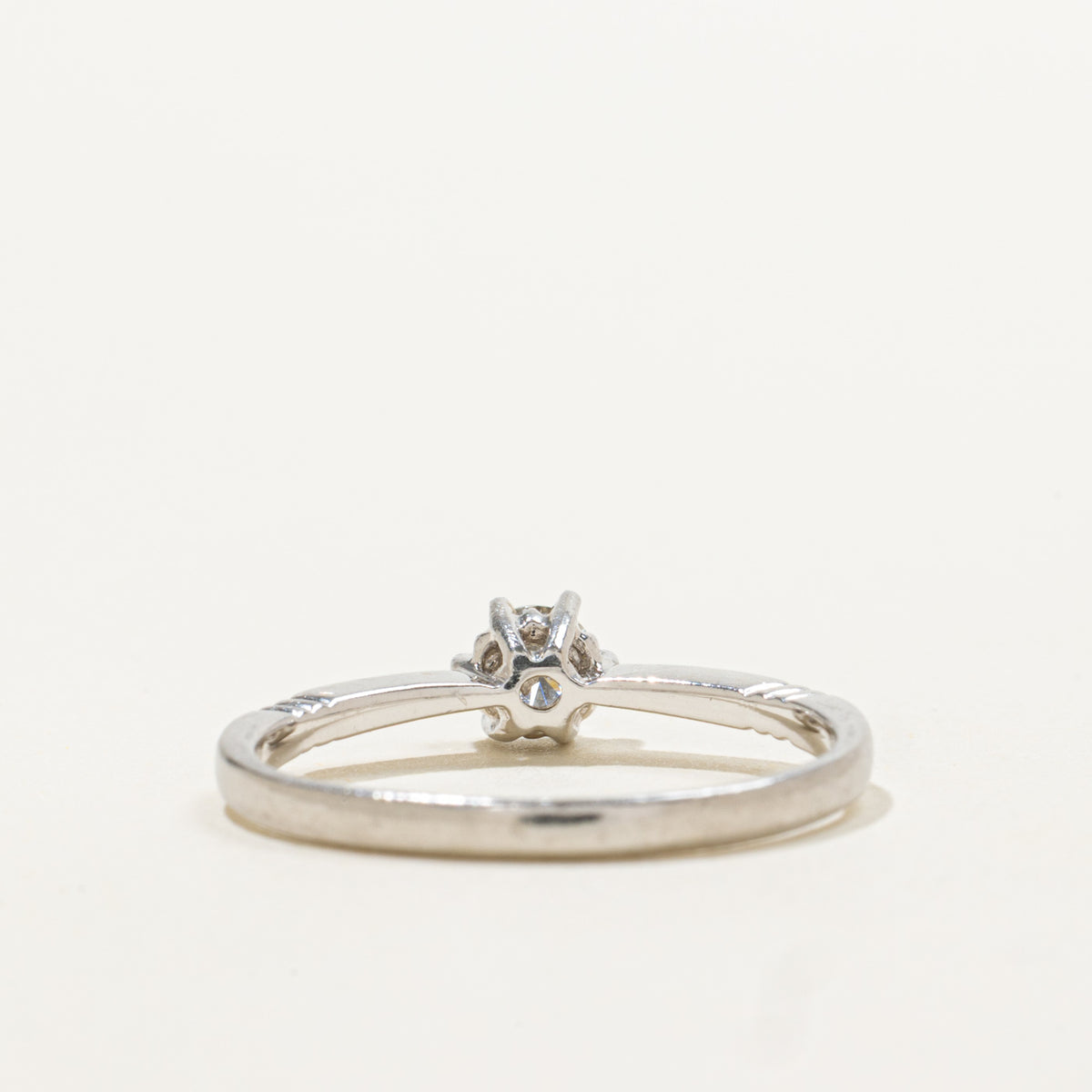 Platinum Solitaire Diamond Reverse Tapered Ring | 0.20ct VS2 F VG | SZ 6.25