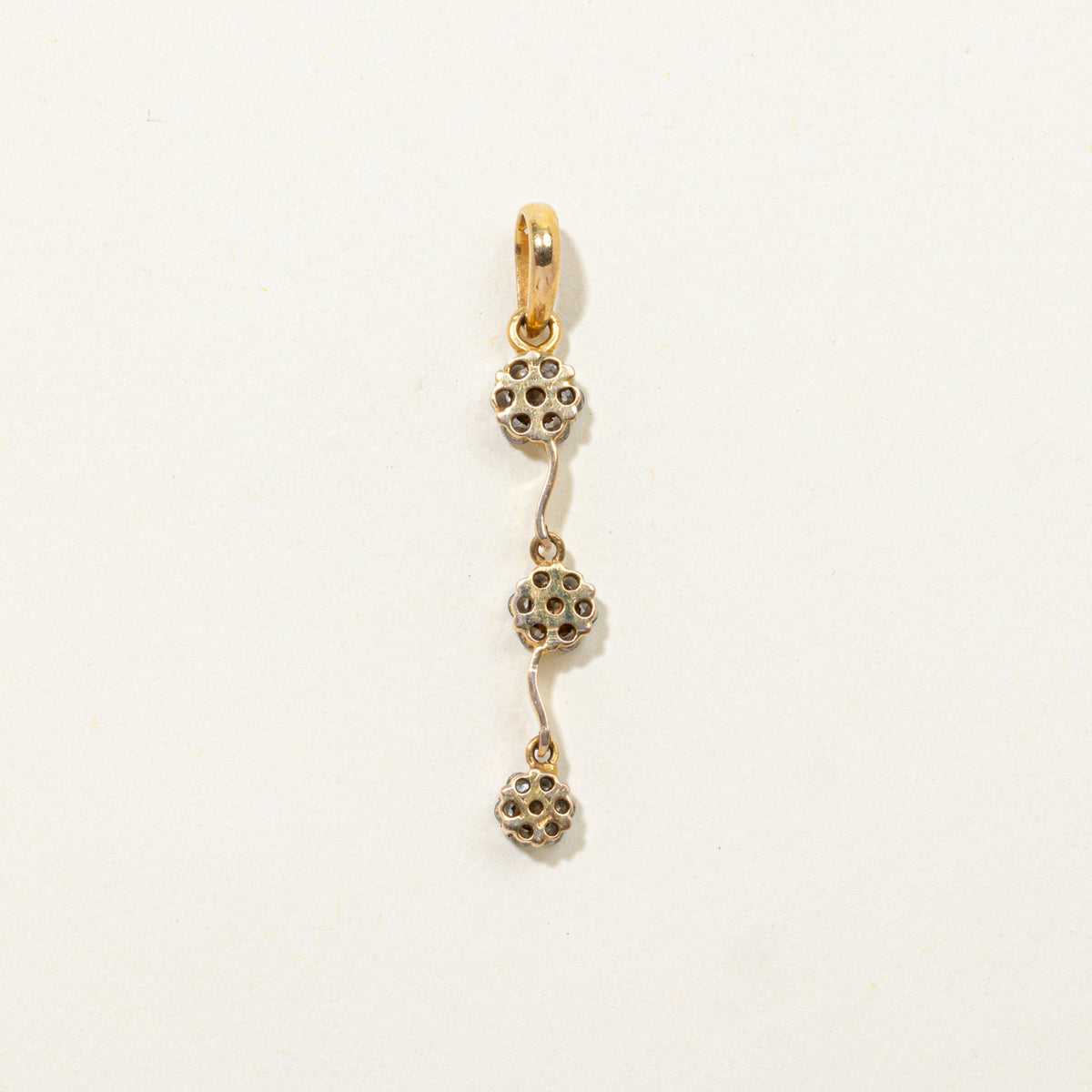 18k Diamond Triple Cluster Drop Pendant | 0.40ctw
