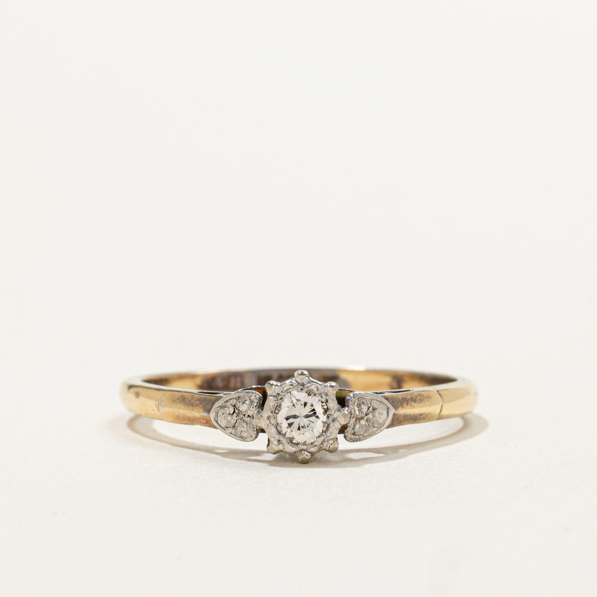 18k Illusion Set Diamond Heart Accented Ring | 0.07ct | SZ 7