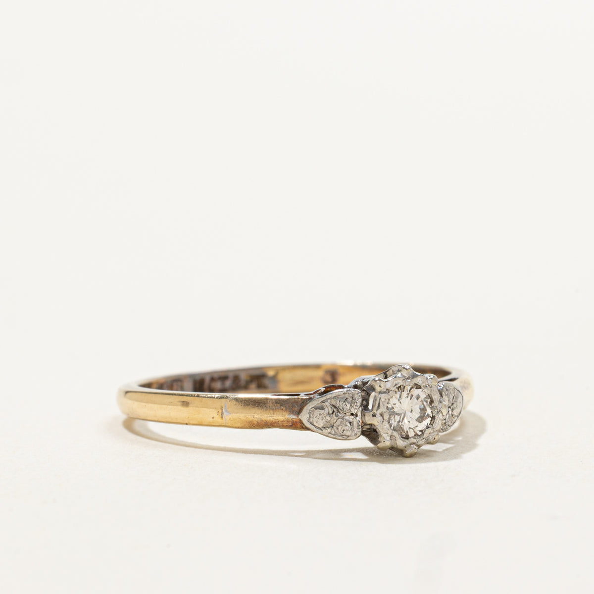 18k Illusion Set Diamond Heart Accented Ring | 0.07ct | SZ 7