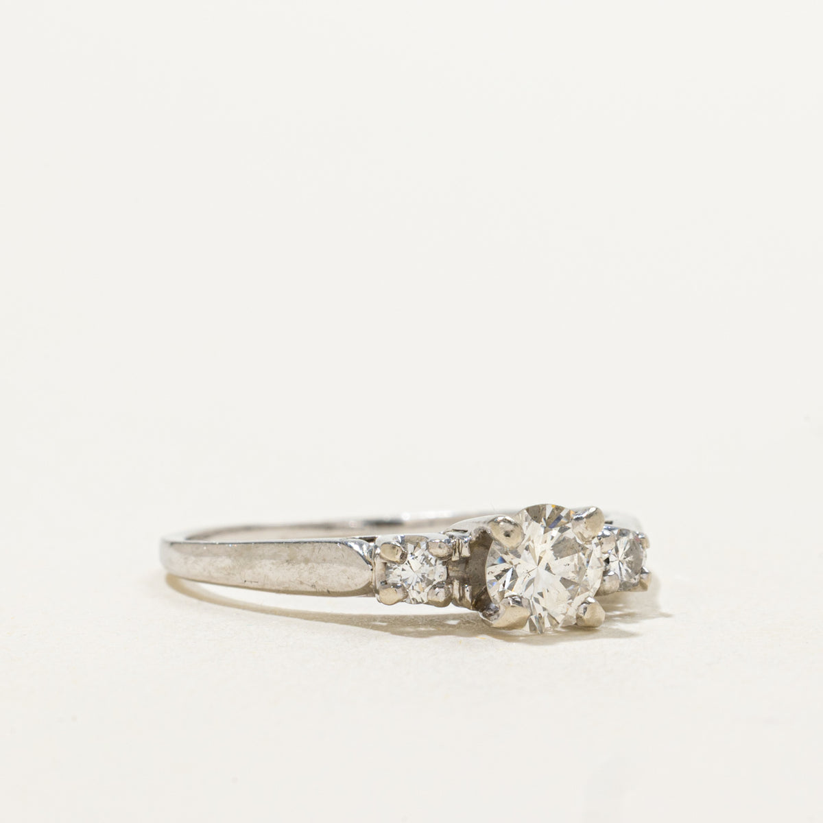 18k White Gold Diamond Accented Ring | 0.48ct SI2 H, 0.10ctw | SZ 6.75