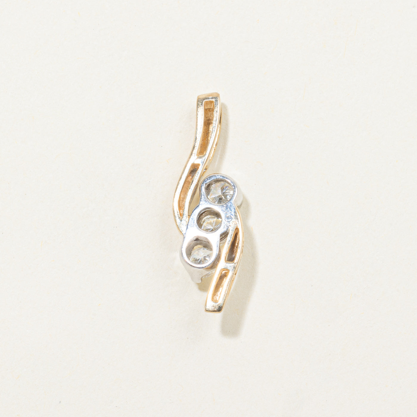 14k Three Stone Diamond Bypass Pendant | 0.50ctw