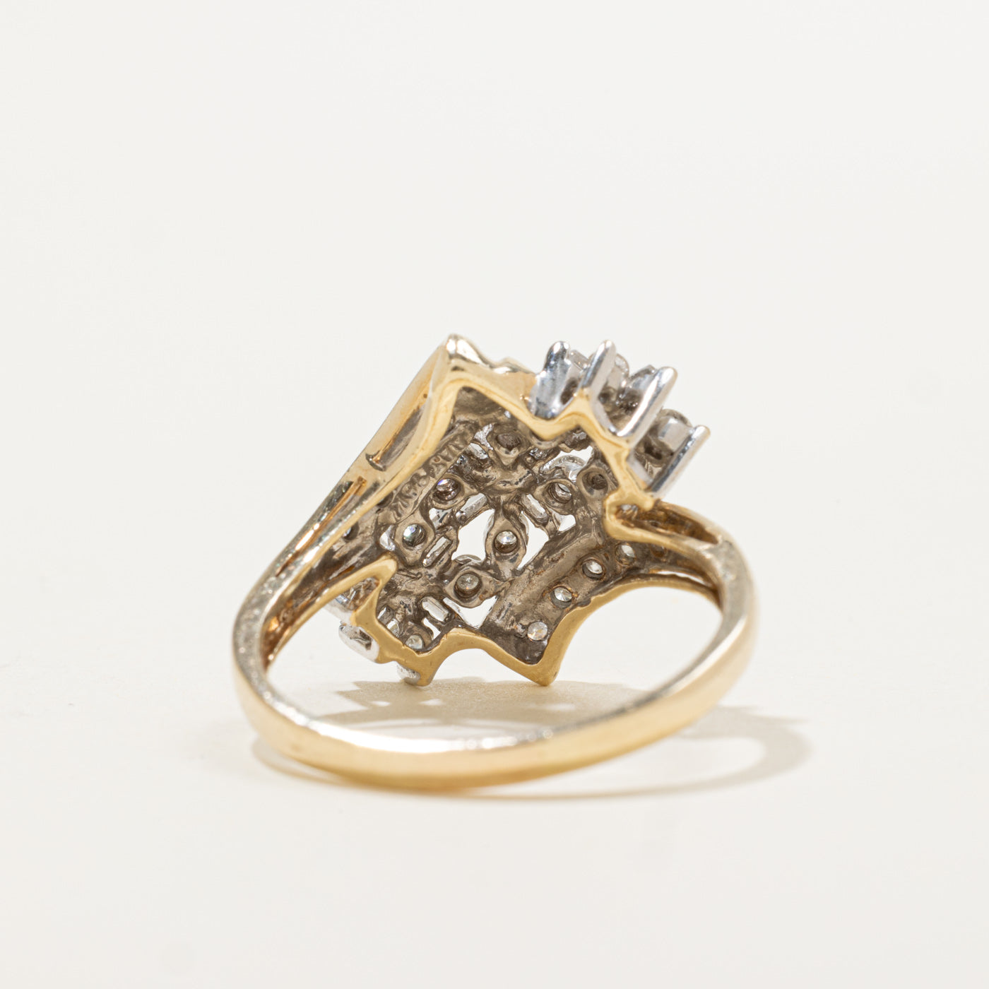 10k Diamond Multi Floral Cluster Bypass Ring | 0.55ctw | SZ 8.75