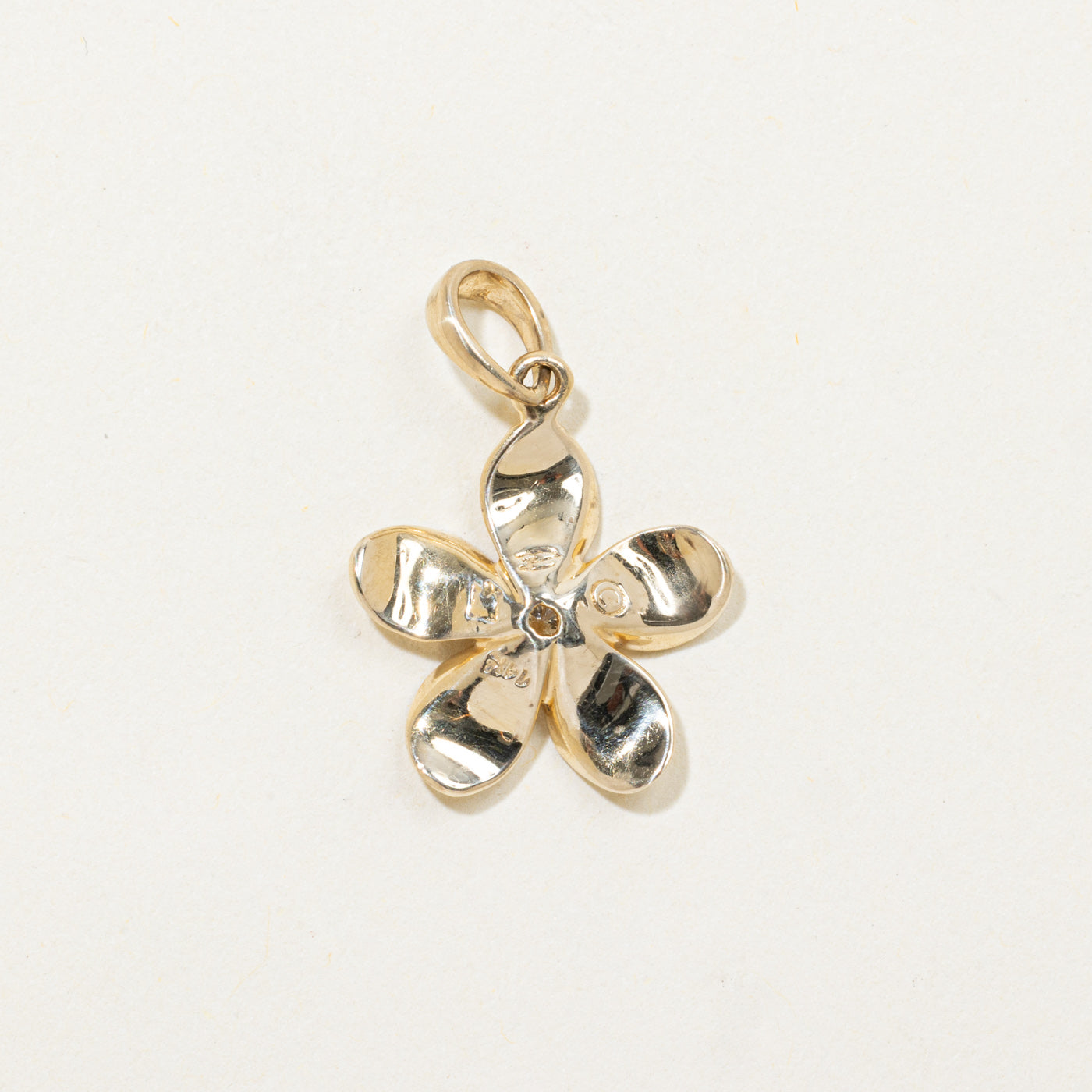 14k Diamond Matte Flower Pendant | 0.02ctw