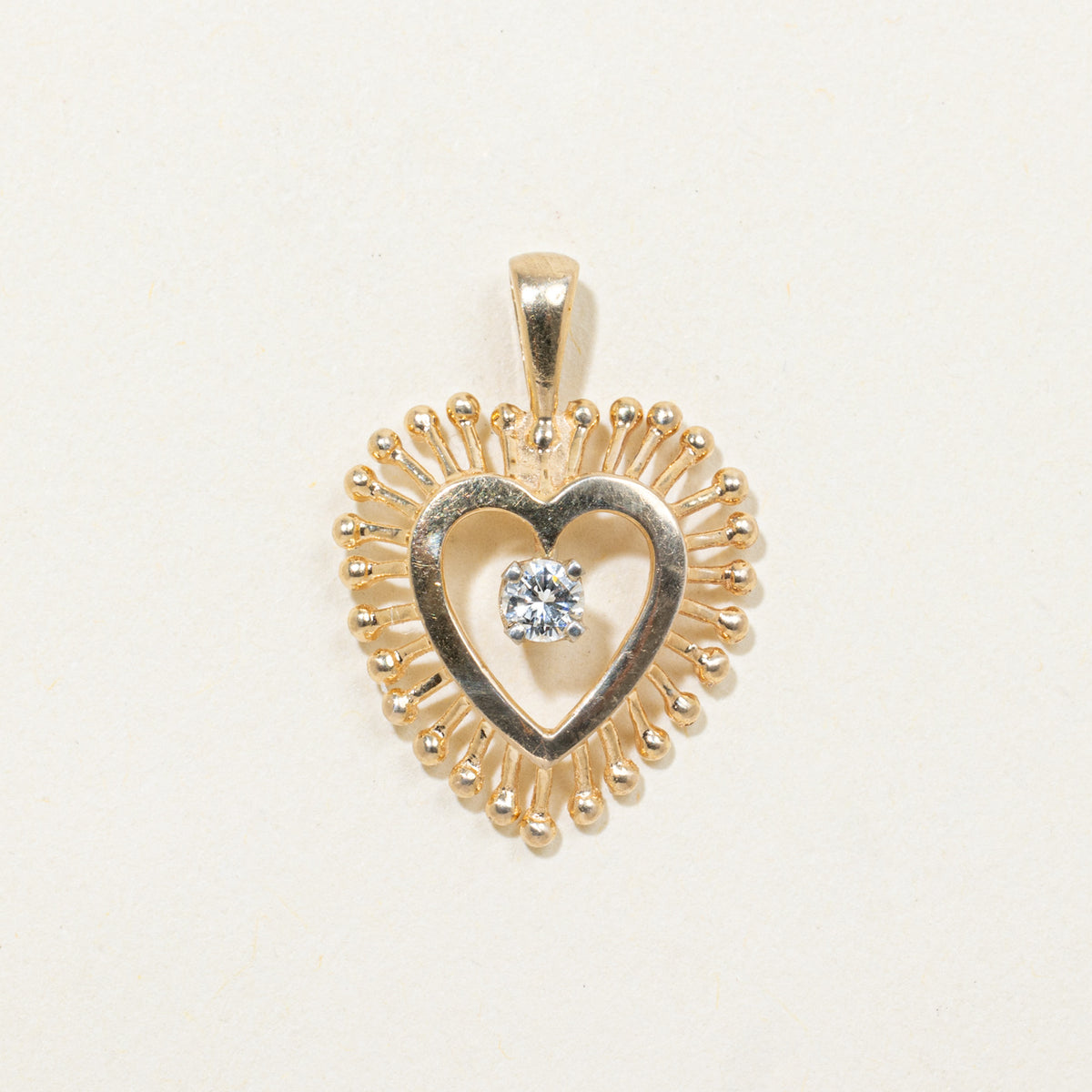 14k Diamond Textured Heart Pendant | 0.10ctw