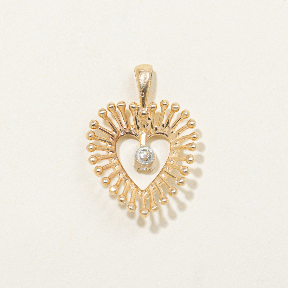 14k Diamond Textured Heart Pendant | 0.10ctw