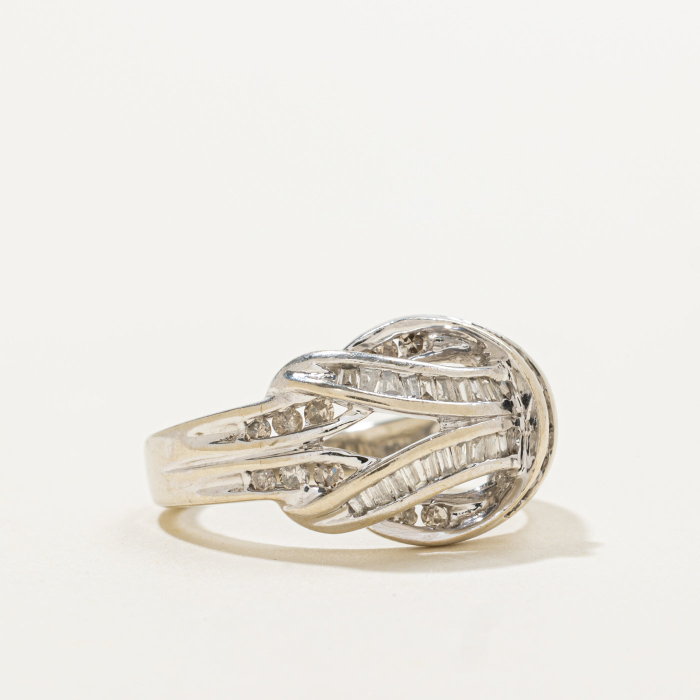 10k Channel Set Diamond Double Crossover Ring | 0.30ctw | SZ 5