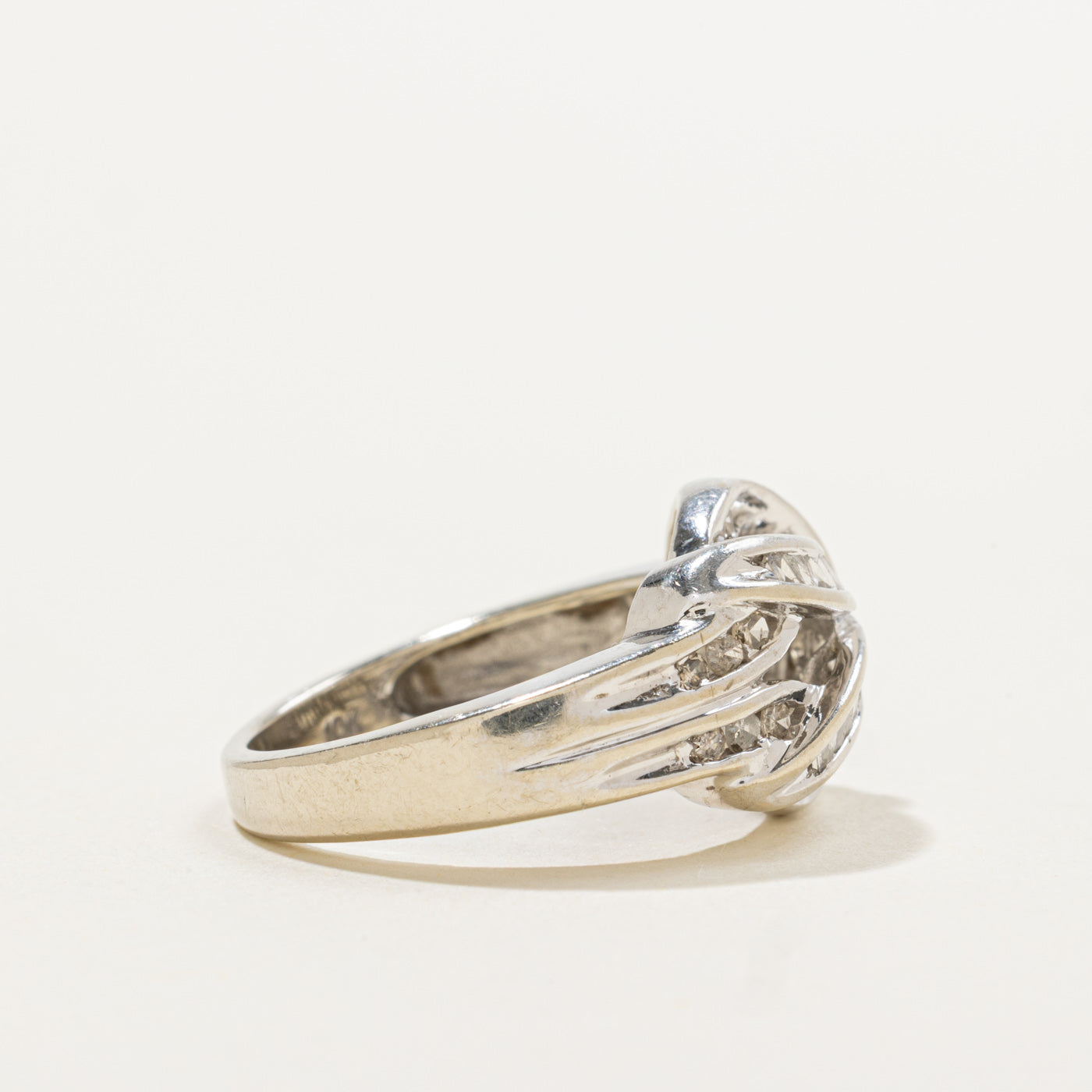 10k Channel Set Diamond Double Crossover Ring | 0.30ctw | SZ 5