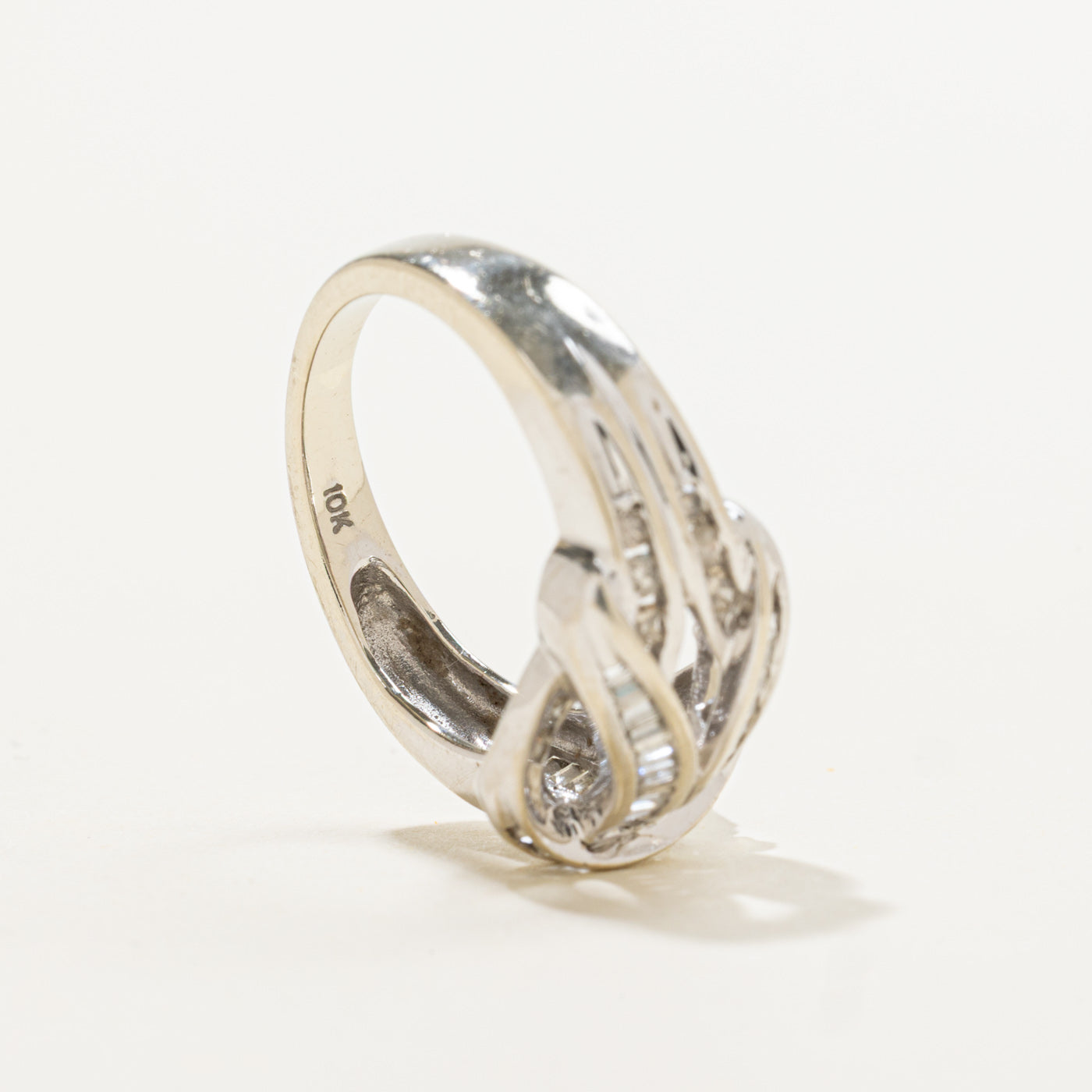 10k Channel Set Diamond Double Crossover Ring | 0.30ctw | SZ 5