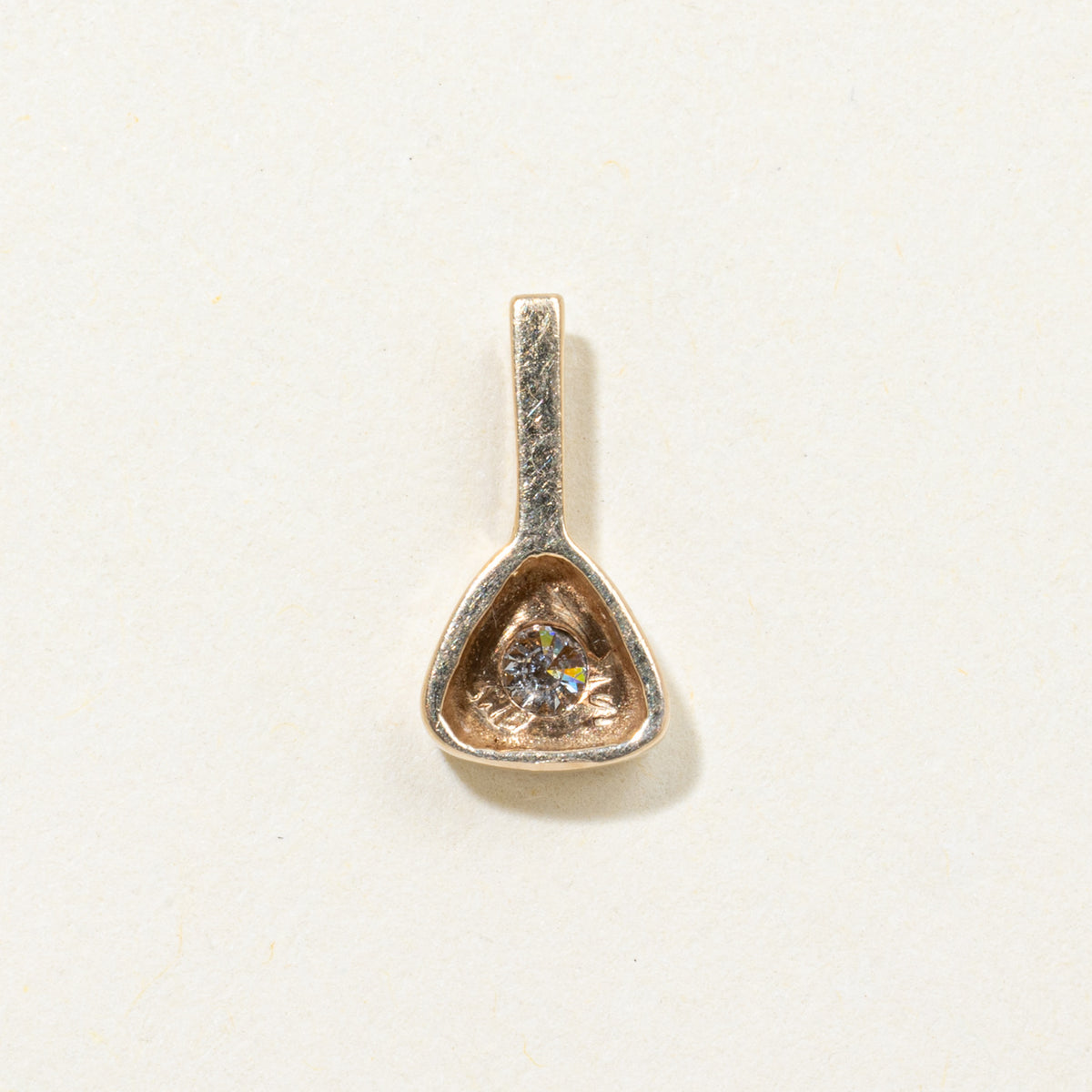 14k Round Brilliant Diamond Geometric Drop Pendant | 0.07ctw
