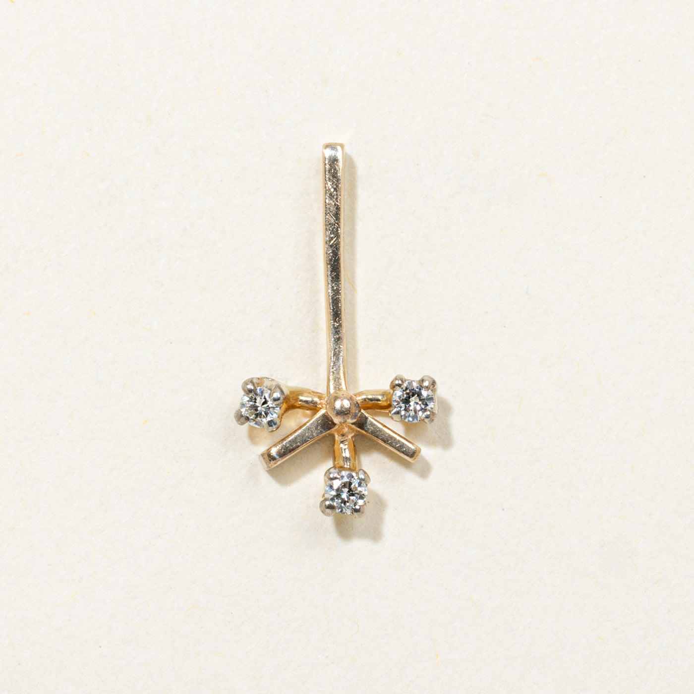 14k Three Stone Diamond Branch Pendant | 0.06ctw