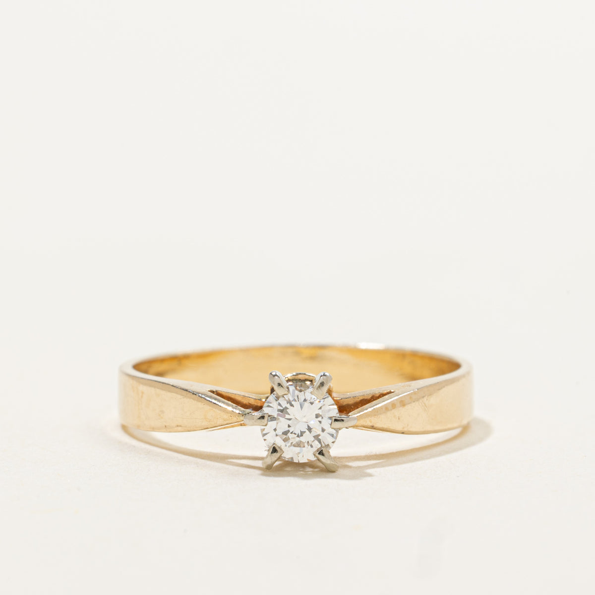 14k Solitaire Diamond Reverse Tapered Ring | 0.24ct | SZ 6.5