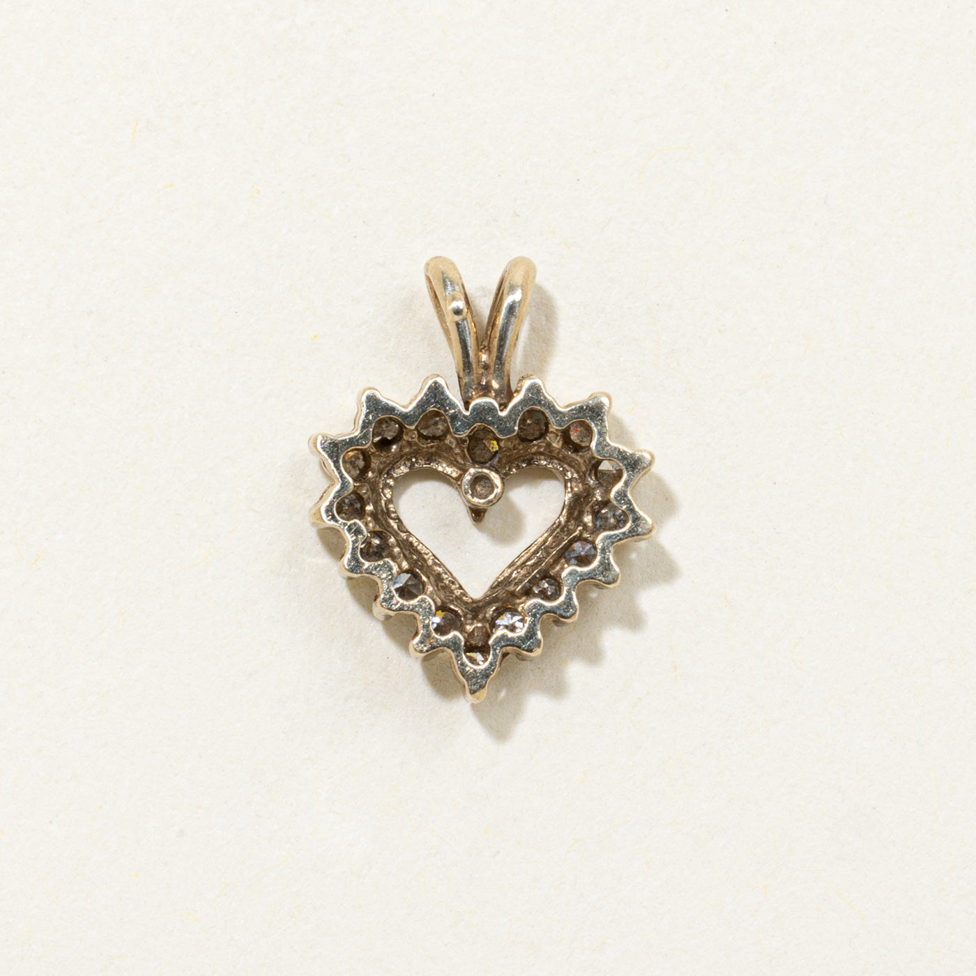 14k Diamond Petal Heart Pendant | 0.16ctw