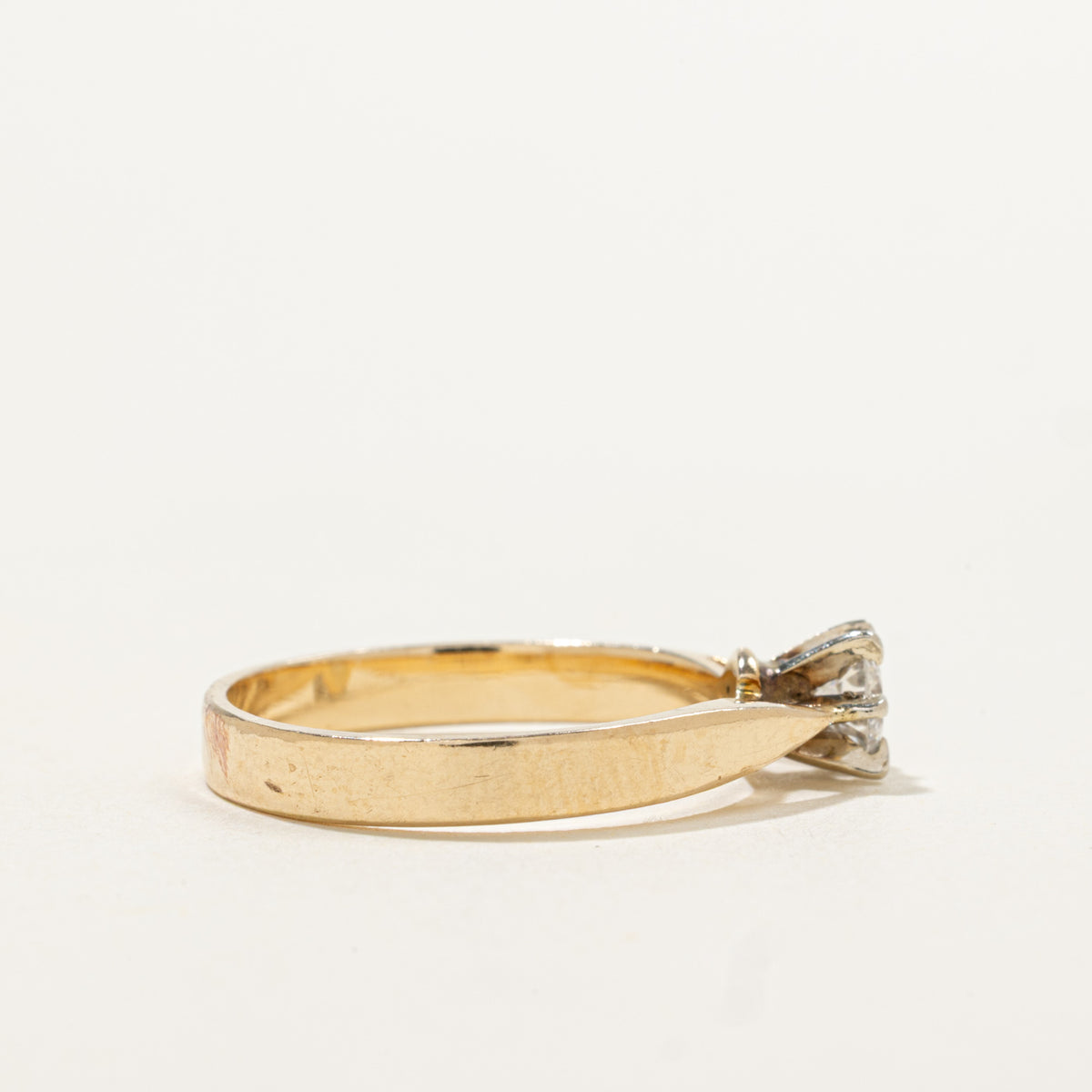 14k Solitaire Diamond Reverse Tapered Ring | 0.24ct | SZ 6.5