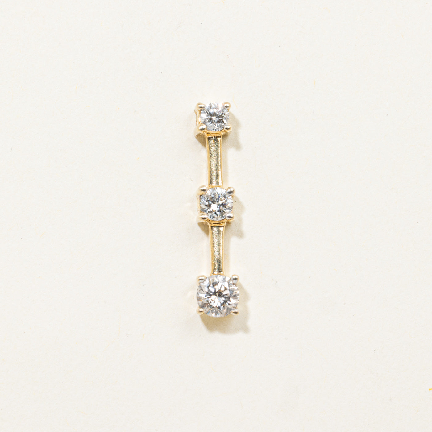 14k Three Stone Diamond Drop Pendant | 0.46ctw