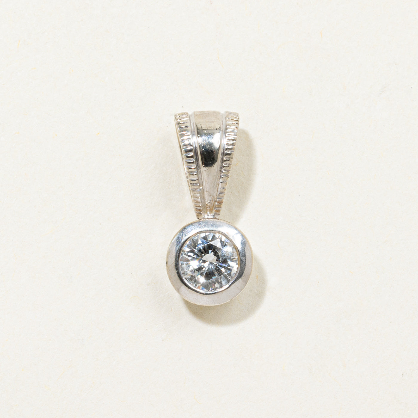 14k Bezel Set Diamond Pendant | 0.35ct I1 G