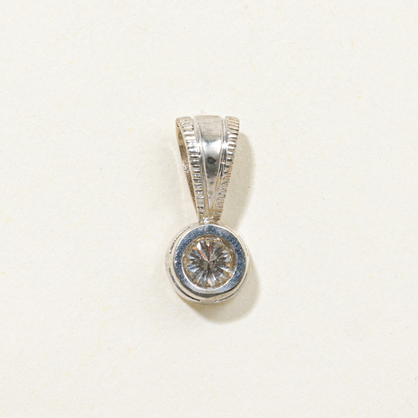 14k Bezel Set Diamond Pendant | 0.35ct I1 G