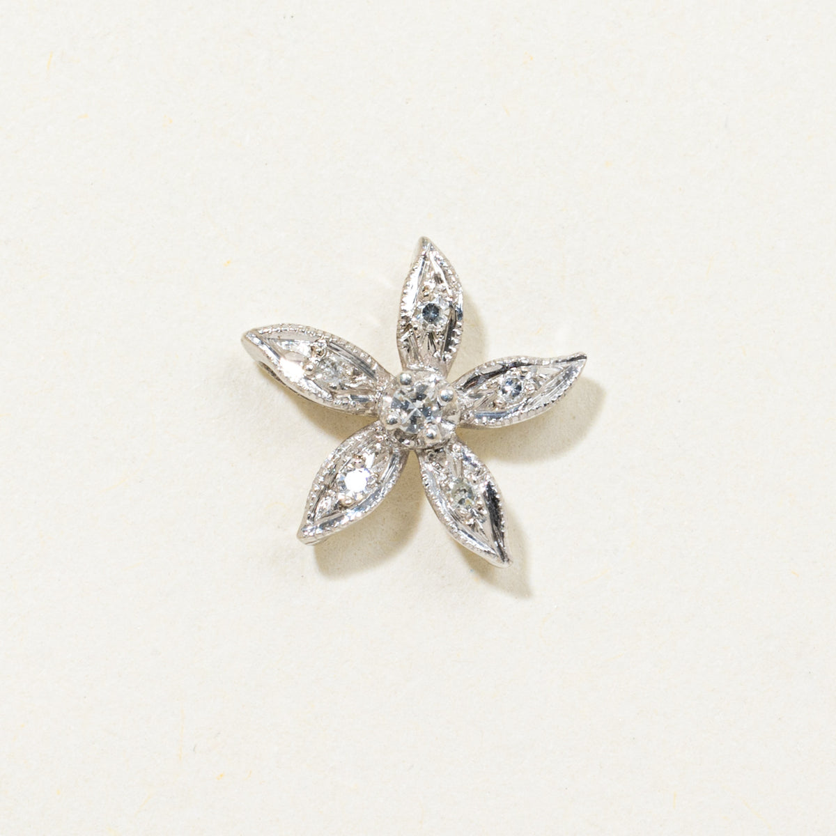 14k Diamond Flower Pendant | 0.03ctw