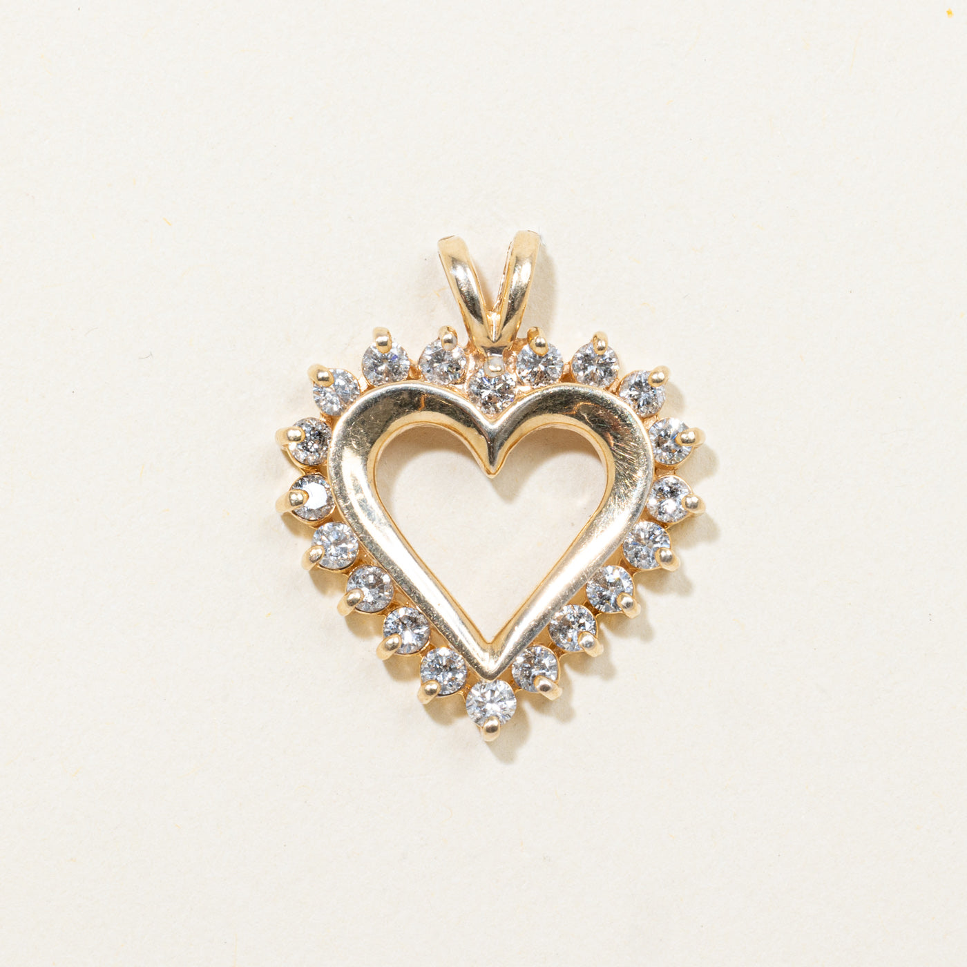 14k Diamond Petal Heart Pendant | 0.68ctw