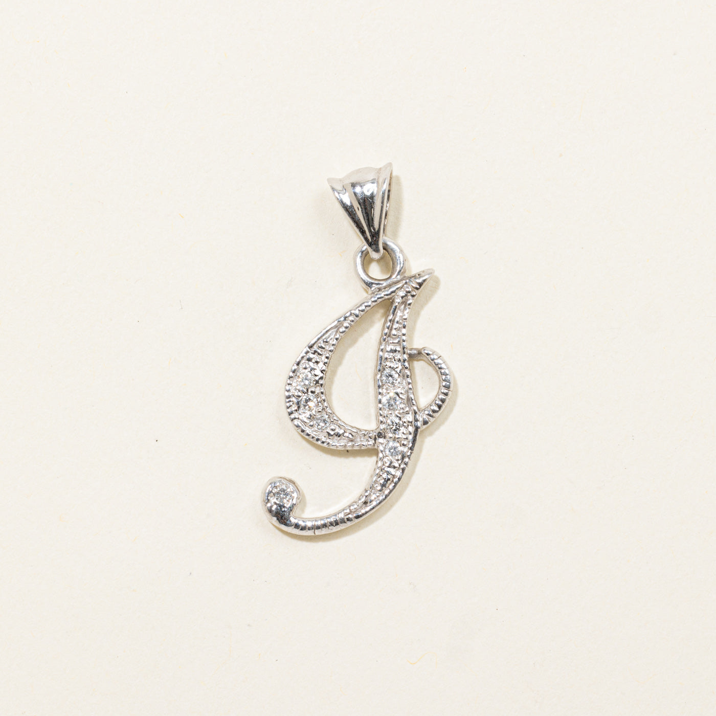 14k Diamond "J" Initial Pendant | 0.08ctw