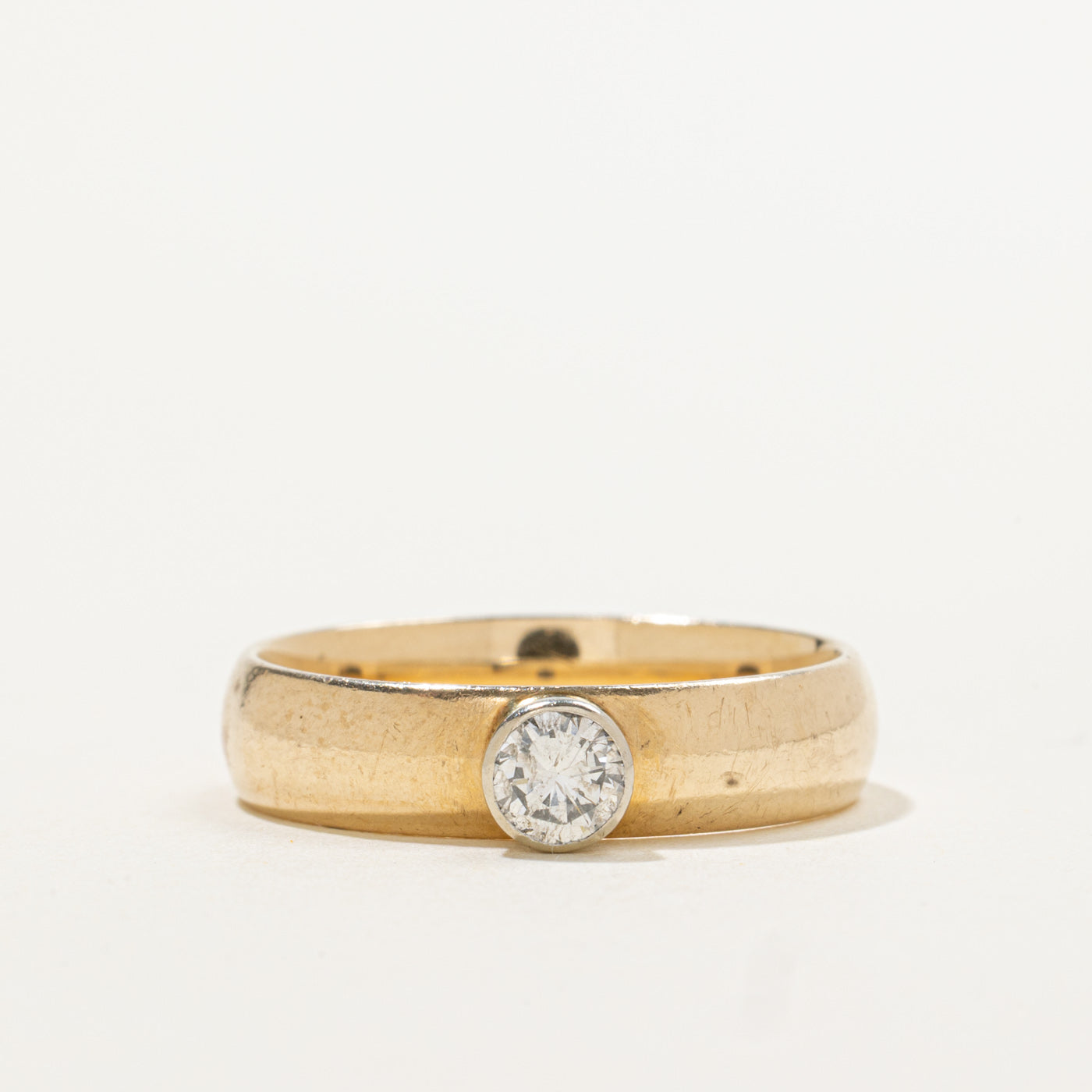 10k Bezel Set Solitaire Diamond Band | 0.27ct | 4.95mm | SZ 8.75