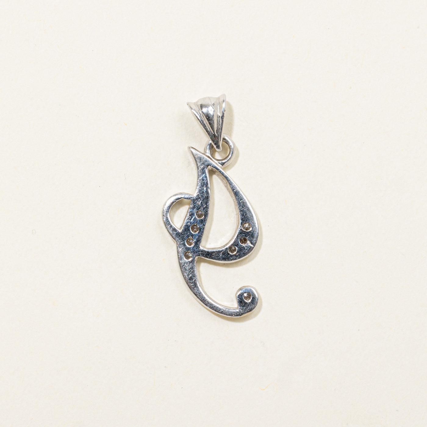 14k Diamond "J" Initial Pendant | 0.08ctw