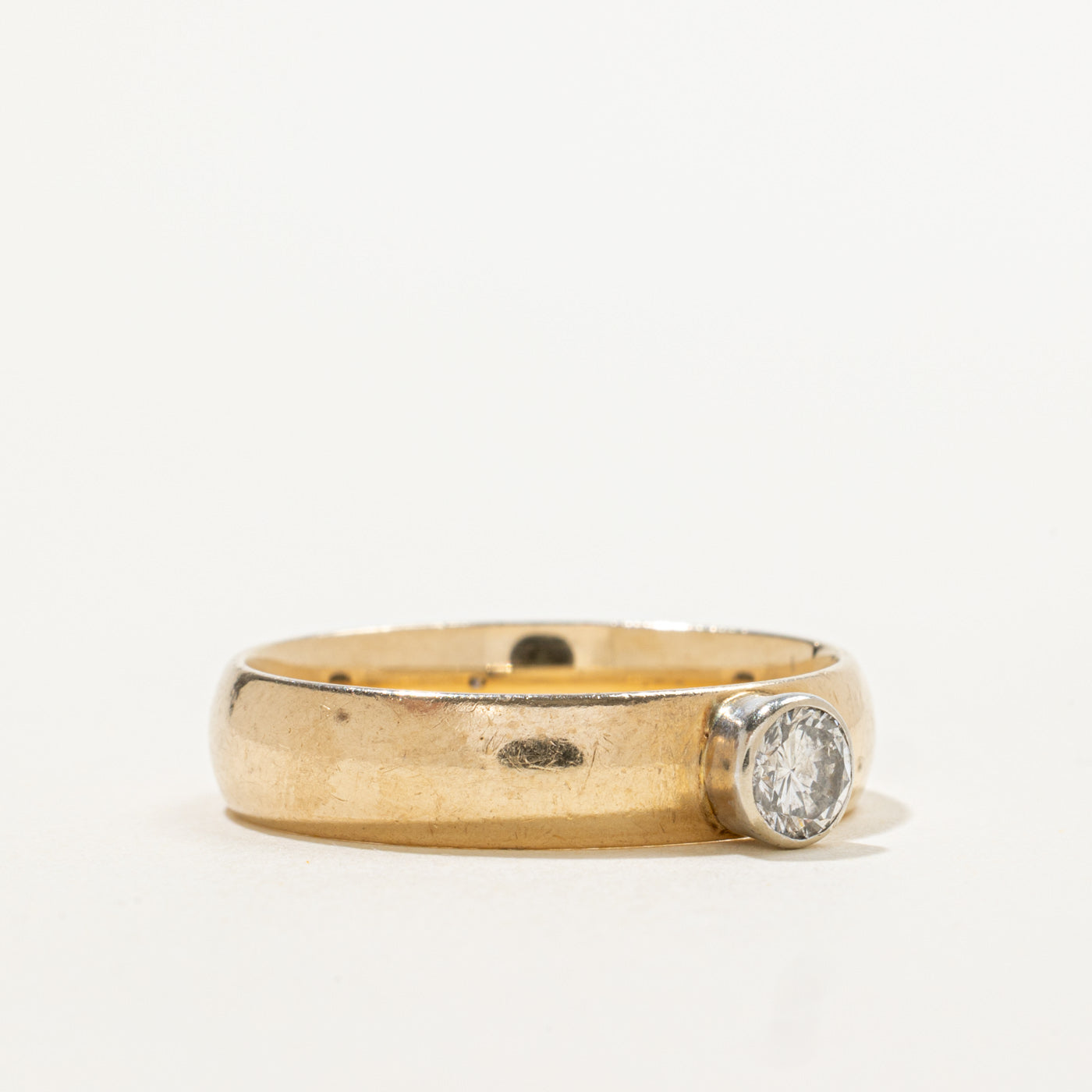 10k Bezel Set Solitaire Diamond Band | 0.27ct | 4.95mm | SZ 8.75