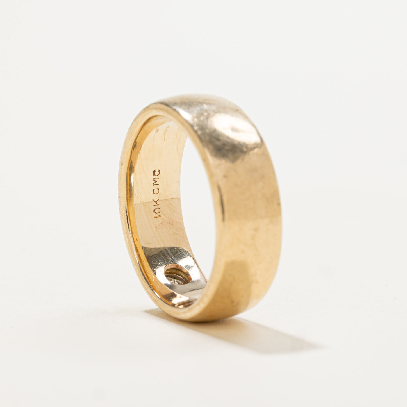 10k Bezel Set Diamond Textured Band | 0.15ct | 6.70mm | SZ 7