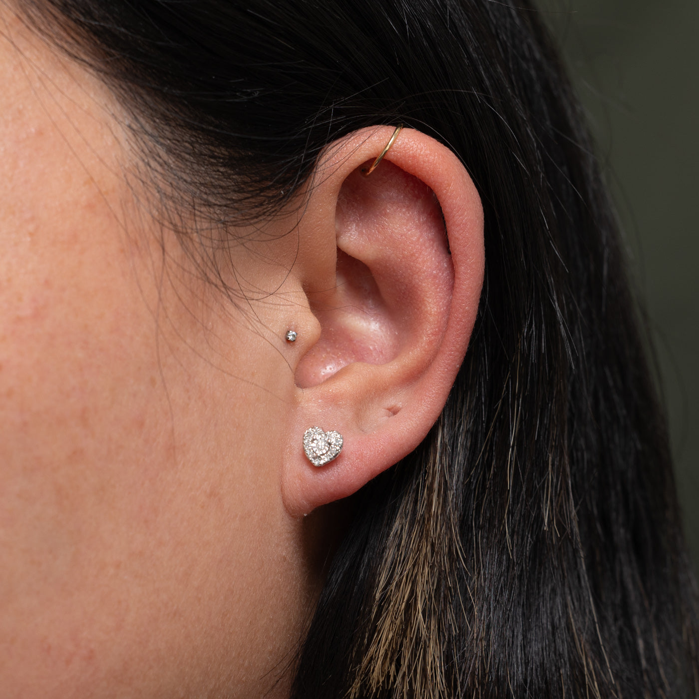 10k Diamond Heart Cluster Stud Earrings | 0.08ctw