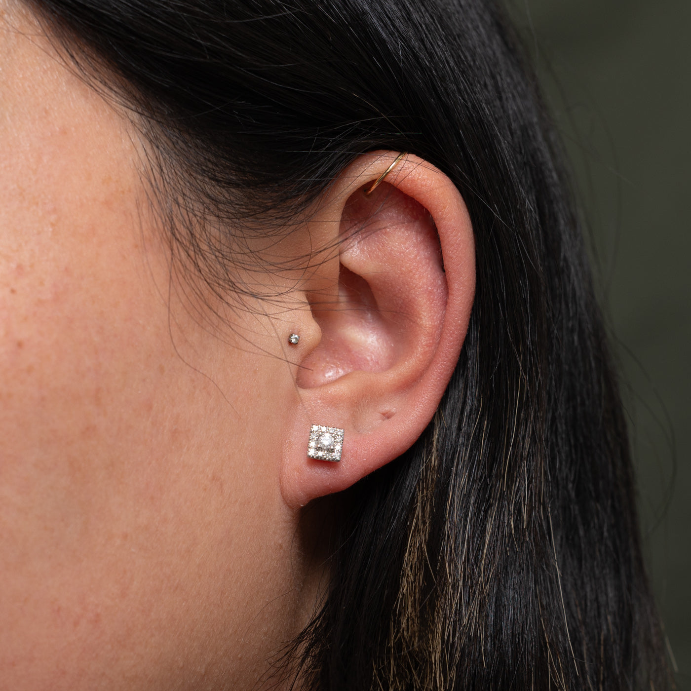 10k Diamond Square Halo Stud Earrings | 0.17ctw