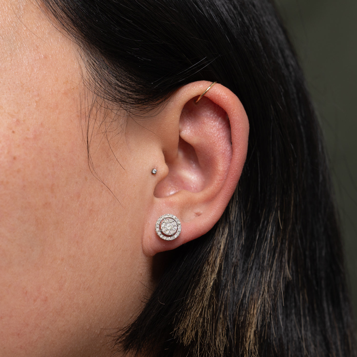 10k Diamond Cluster Halo Stud Earrings | 0.34ctw