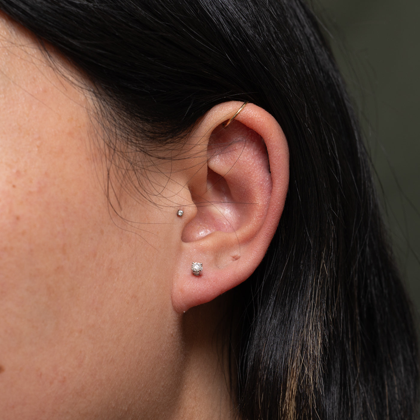 14k Basket Set Diamond Petite Stud Earrings | 0.17ctw