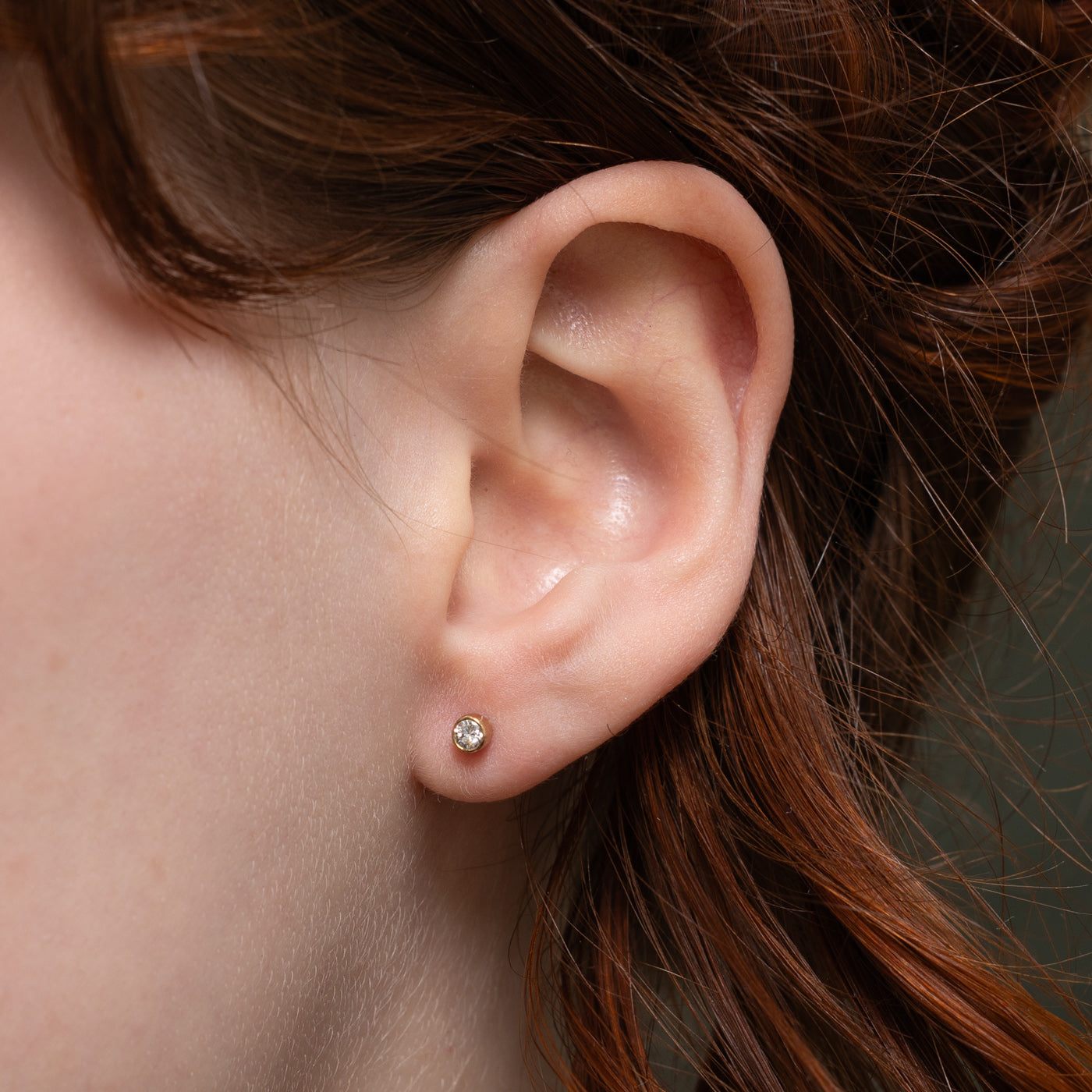 14k Bezel Set Diamond Stud Earrings | 0.12ctw