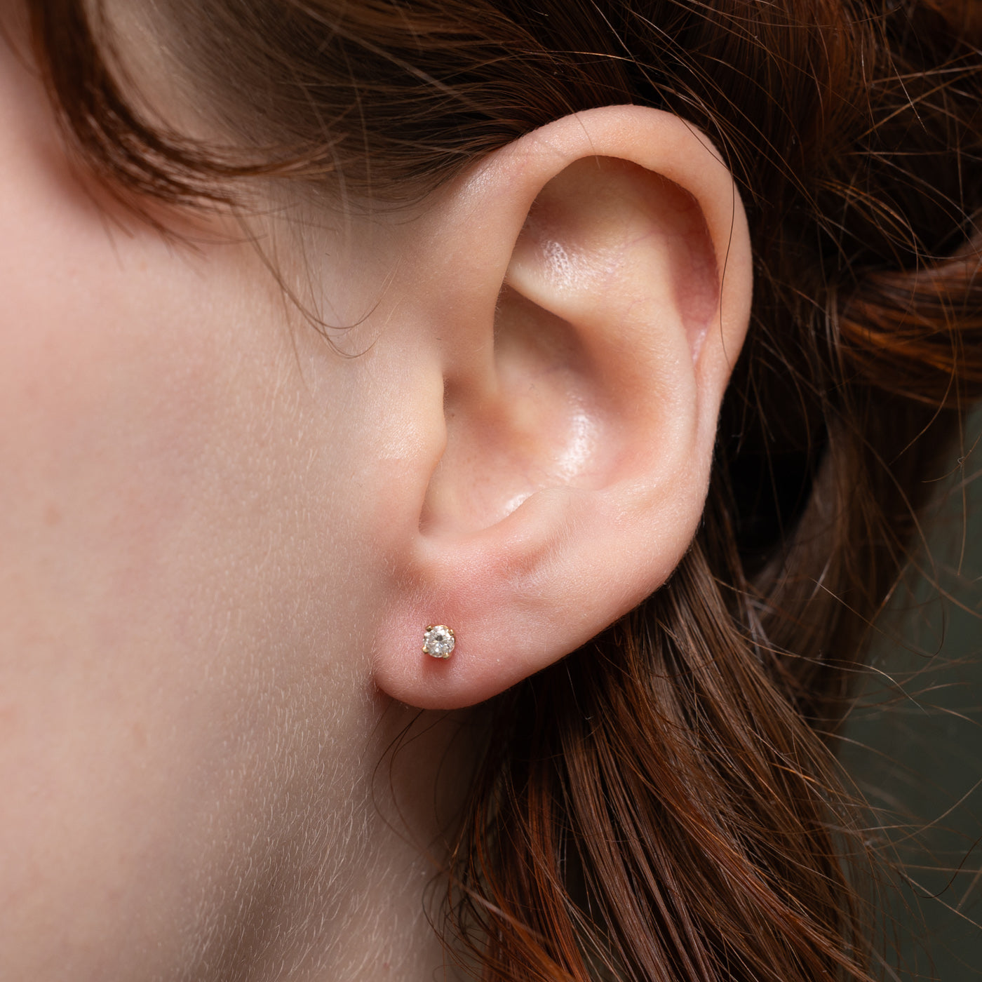 14k Solitaire Diamond Petite Stud Earrings | 0.17ctw