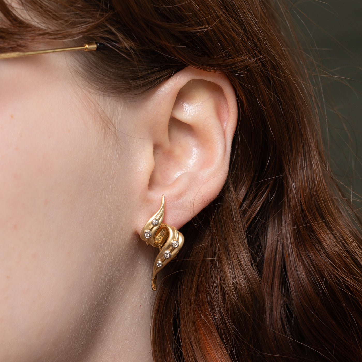14k Diamond Abstract Twisted Stud Earrings | 0.15ctw