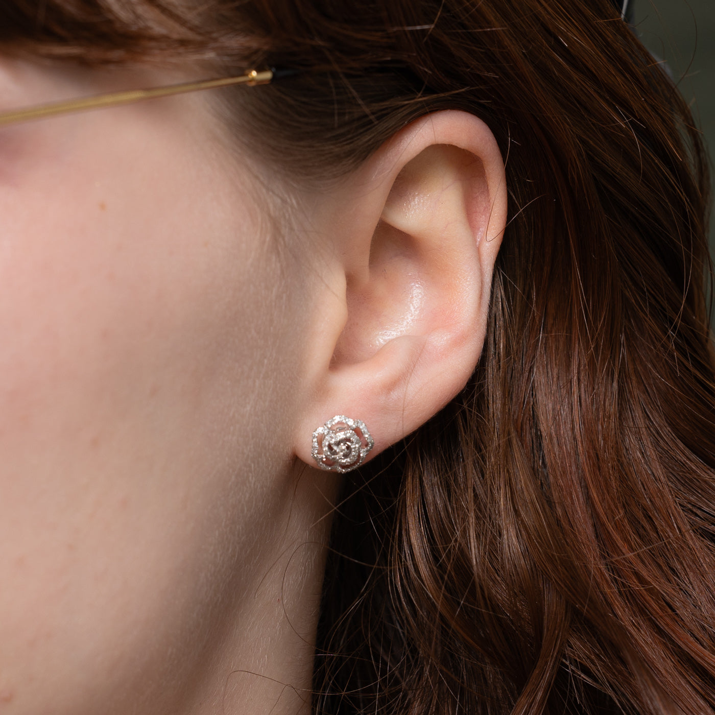 ‘Vera Wang’ 14k Diamond & Hidden Sapphire Rose Stud Earrings | 0.02ctw, 0.11ctw