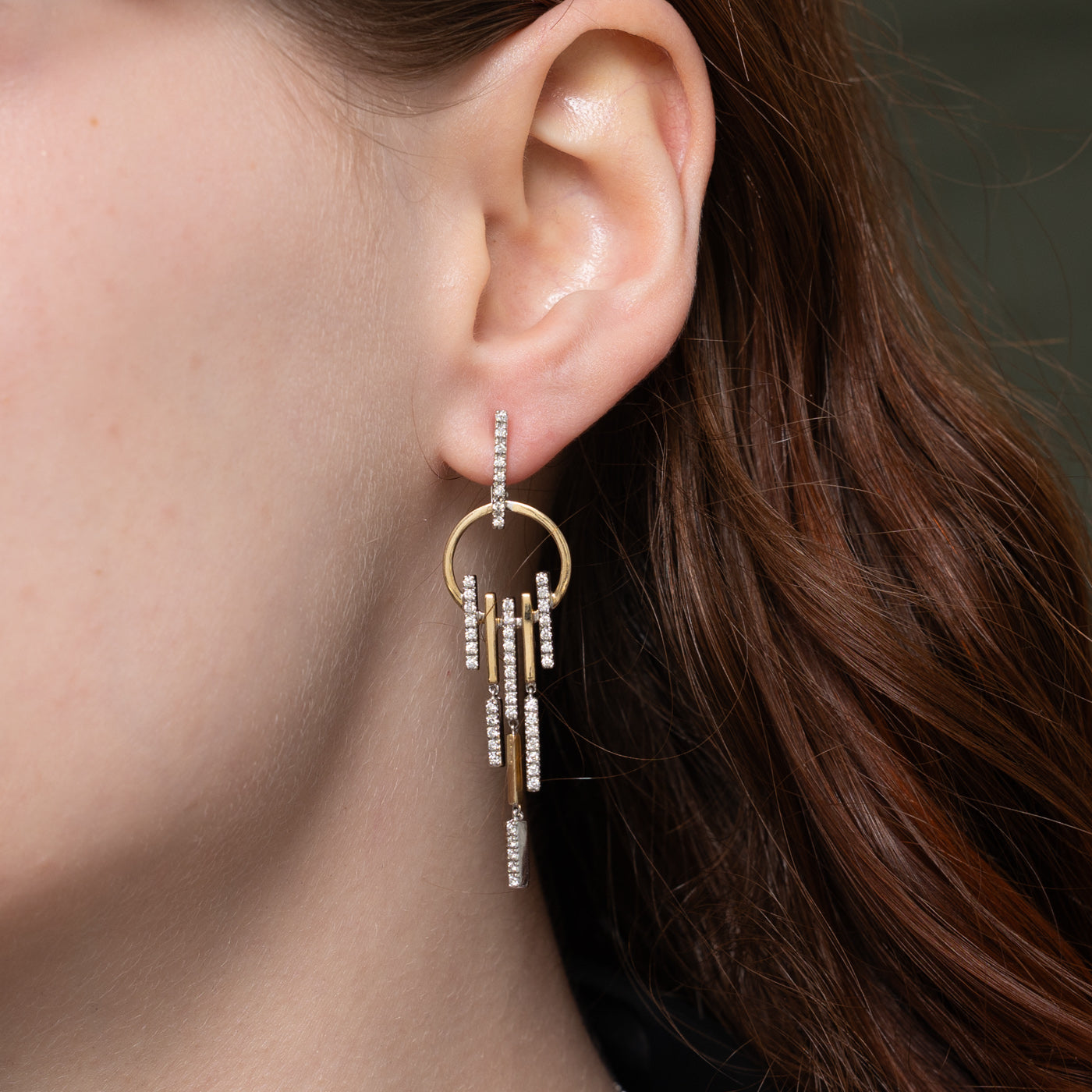 14k Diamond Geometric Chandelier Earrings | 0.96ctw