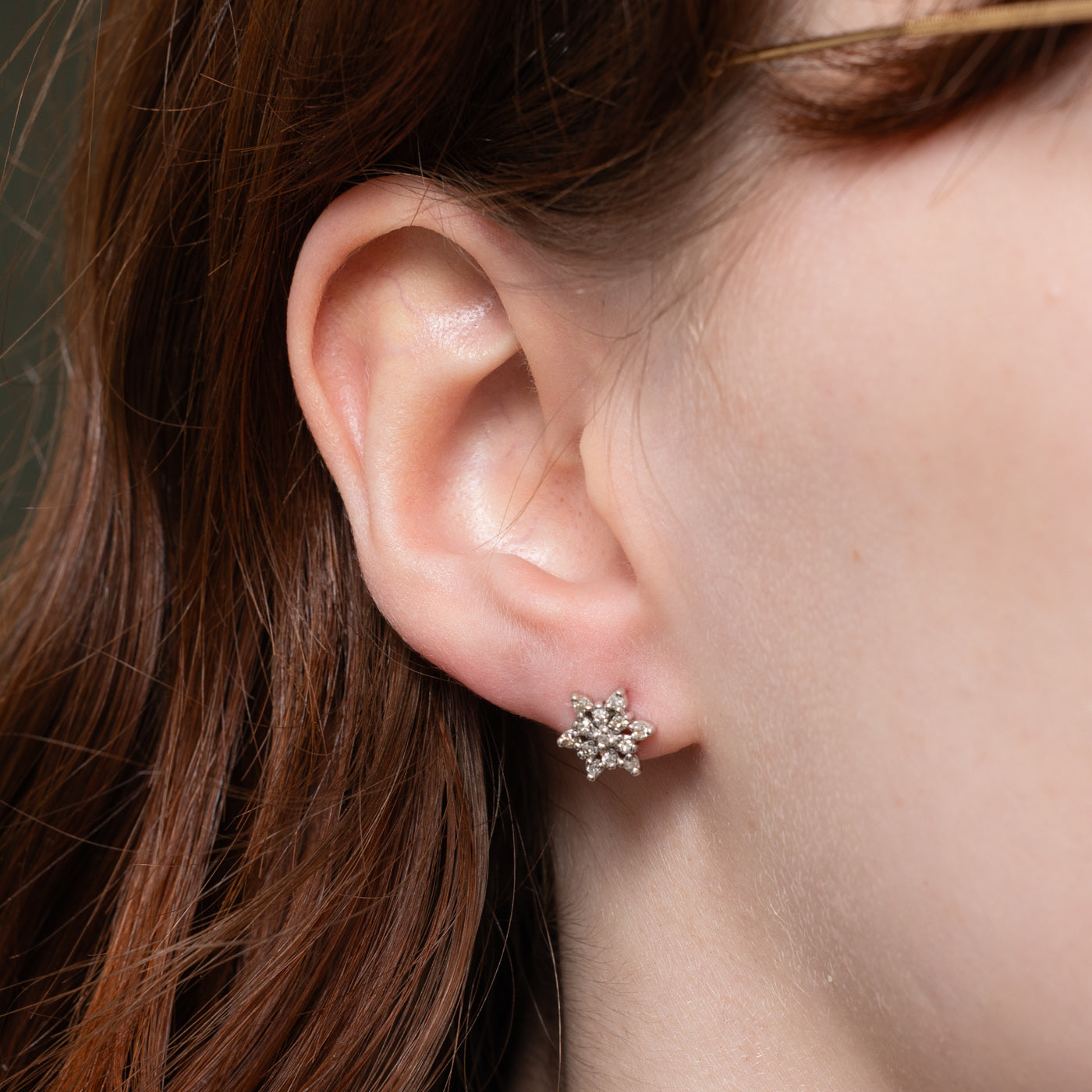 14k Diamond Petal Cluster Stud Earrings | 0.13ctw