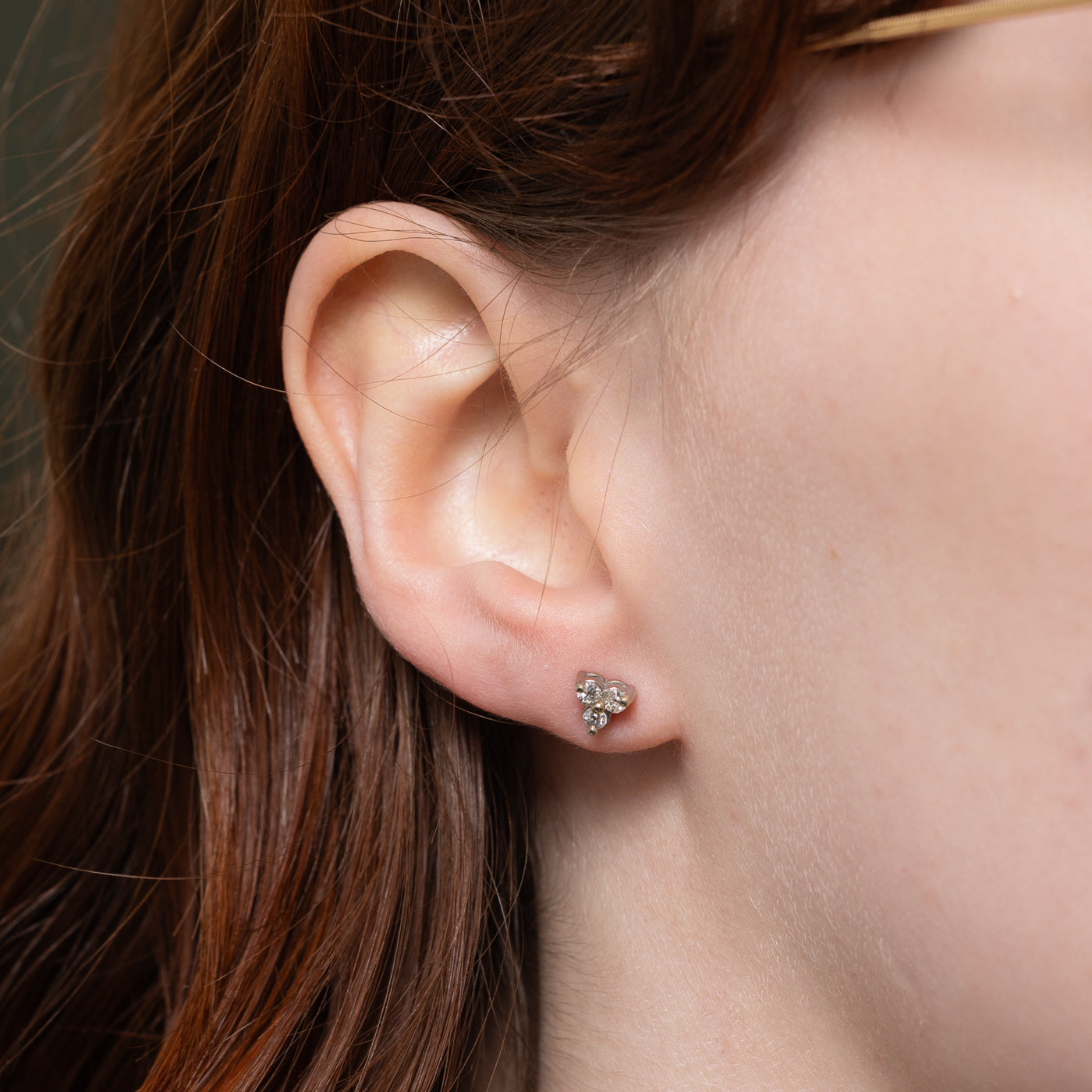14k Old Mine Cut Diamond Cluster Stud Earrings | 0.25ctw