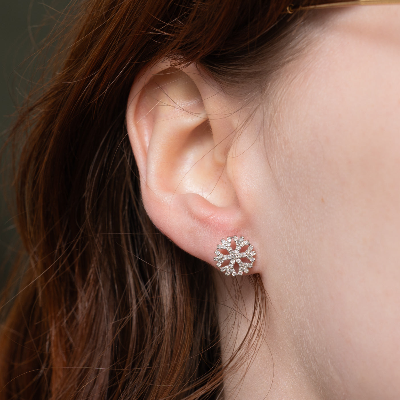 18k Diamond Snowflake Stud Earrings | 0.18ctw