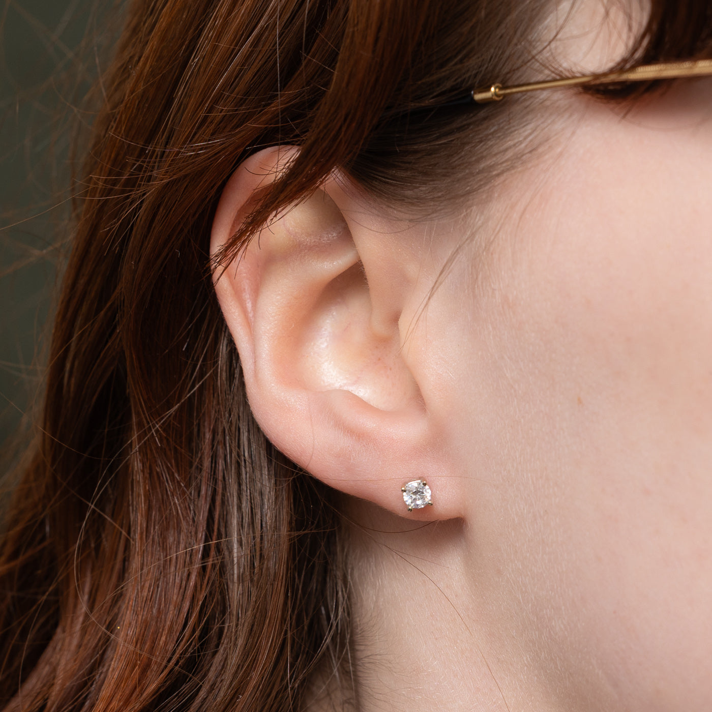 18k Solitaire Diamond Stud Earrings | 0.41ctw I1/I2 G/H