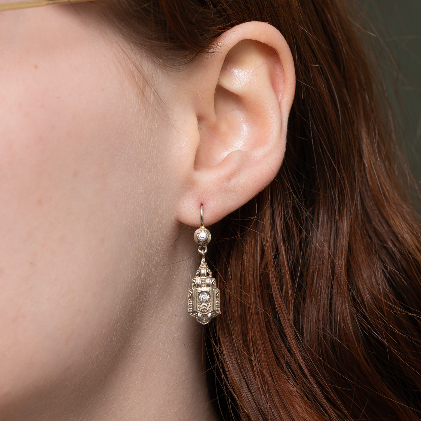 12k Glass Geometric Drop Earrings | 0.66ctw