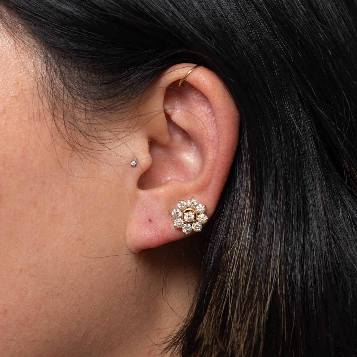18k Diamond Floral Cluster Stud Earrings | 1.80ctw