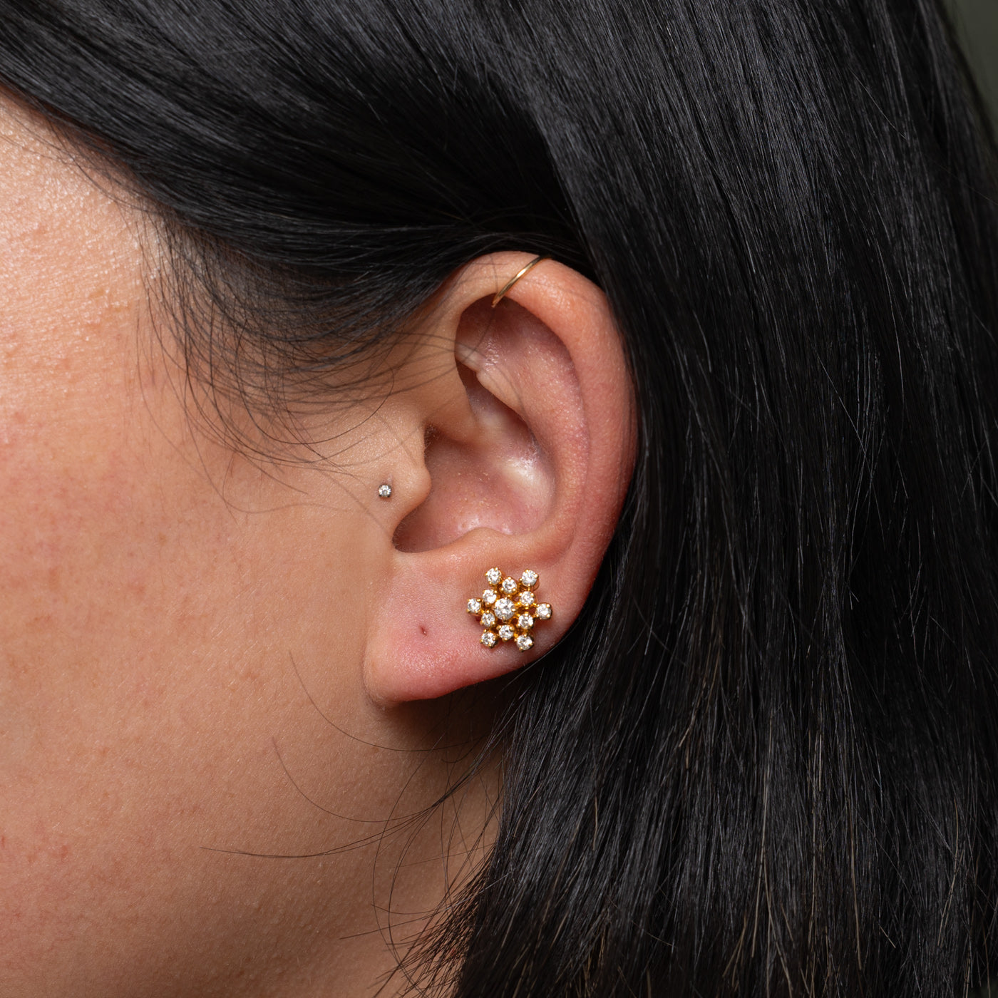 Diamond Cluster Stud Earrings | 0.72ctw