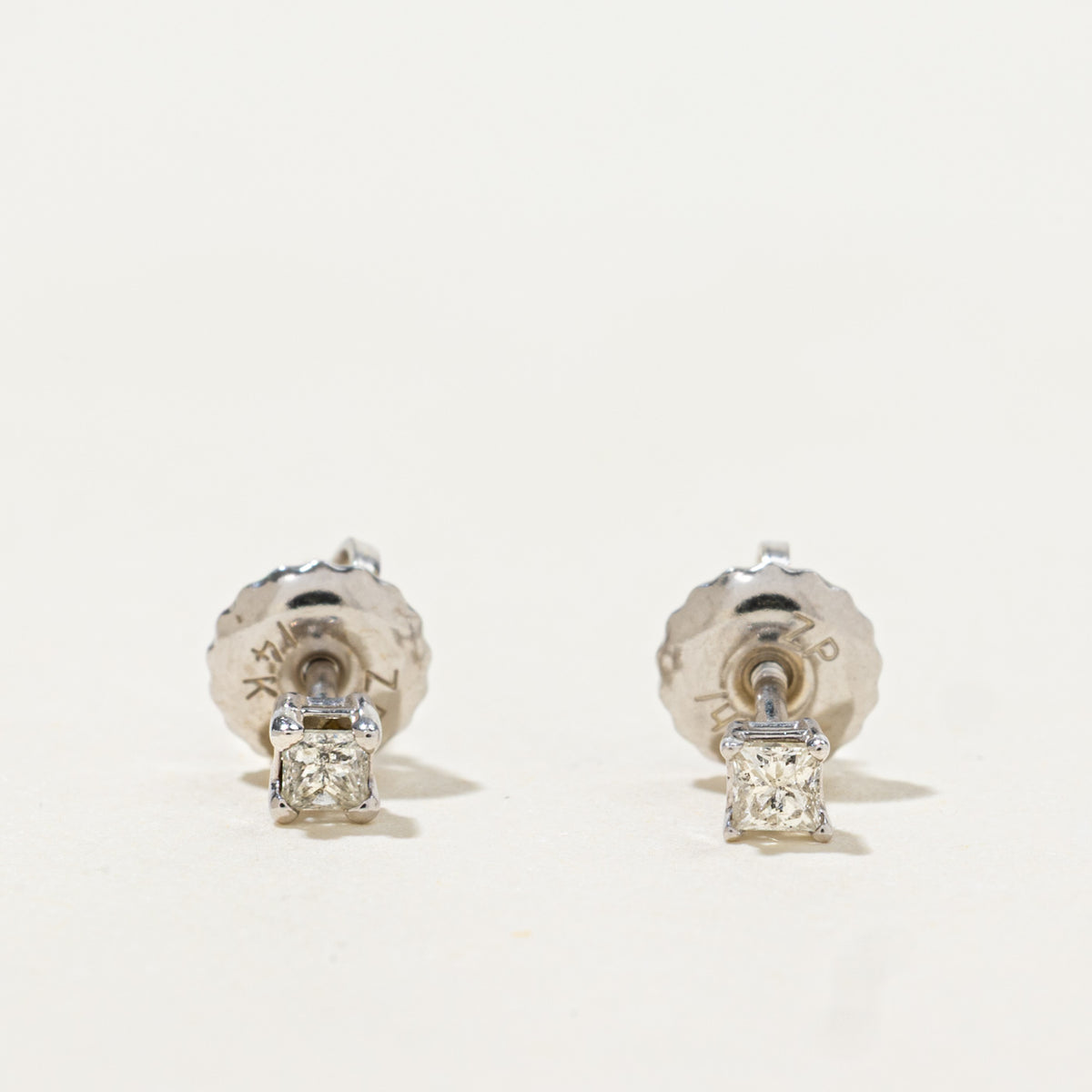 14k Princess Cut Diamond Stud Earrings | 0.08ctw